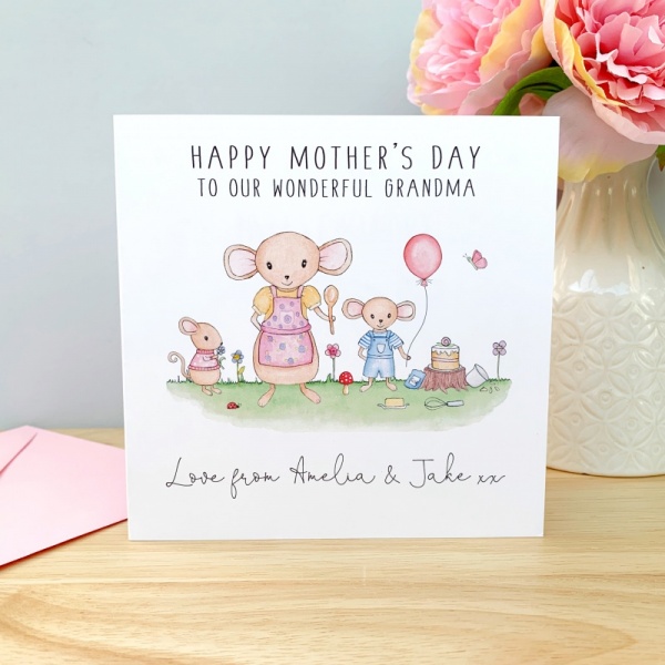 Personalised Mother's Day Card - Mouse Family